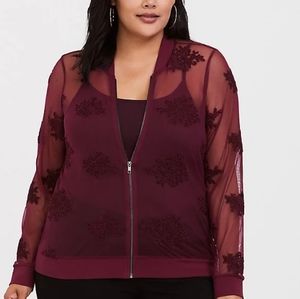 TORRID mesh embroidered bomber jacket
